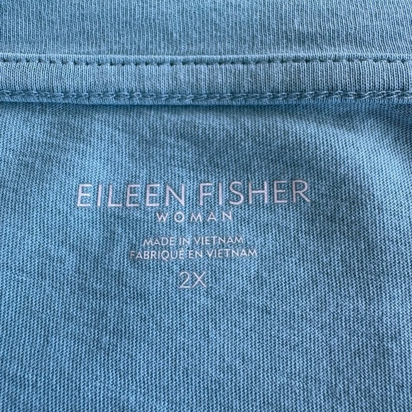 Eileen Fisher Organic Cotton Light Blue Short Sleeve Tee | Size 2X - Picture 5 of 6
